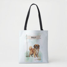 Cachorro Spaniel Tibetano Aquarela Personalizado
