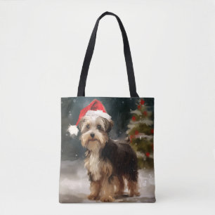 Bolsa Tote Cachorro Terrier no Natal da Neve