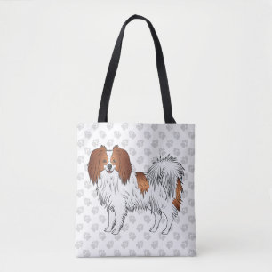 Bolsa Tote Cachorro Vermelho Phalène Toy Breed Em Estampas De