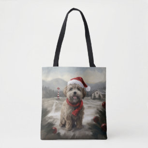 Bolsa Tote Cachorro Yorkipoo na Neve Natal