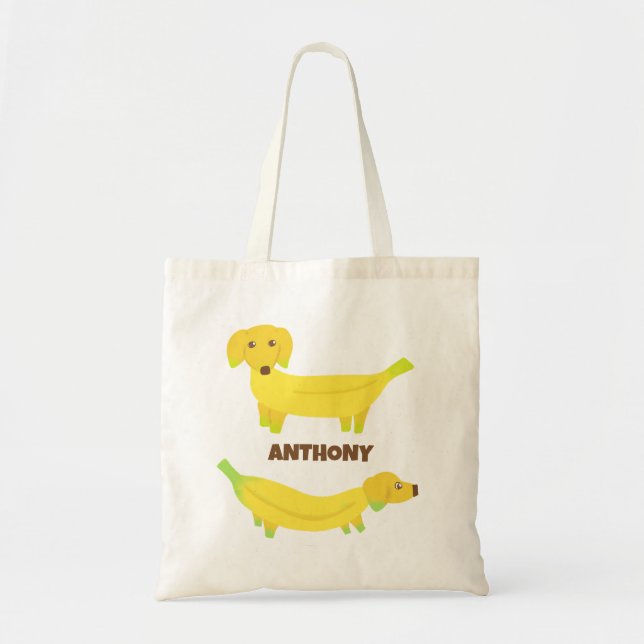 Bolsa Tote Cachorros de Banana Cuta Personalizados (Frente)