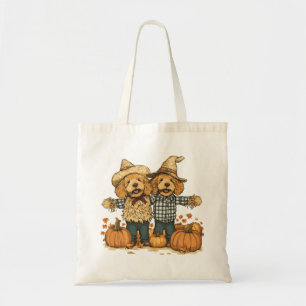 Bolsa Tote Cachorros de Goldendoodle da Colheita de outono