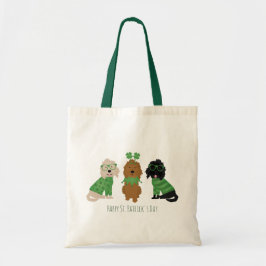 Bolsa Tote Cachorros de Goldendoodle de Dia de São Patrício F