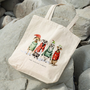 Bolsa Tote Cachorros de inverno bonitos Fúria e Natal Brilhan