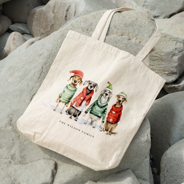 Bolsa Tote Cachorros de inverno bonitos Fúria e Natal Brilhan (Criador carregado)