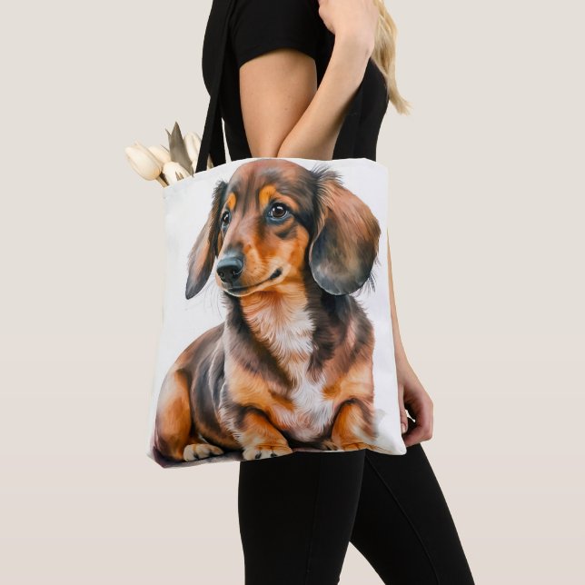 BOLSA TOTE CACHSHUND ADORÁVEL PRETO E MARCADO (Close Up)