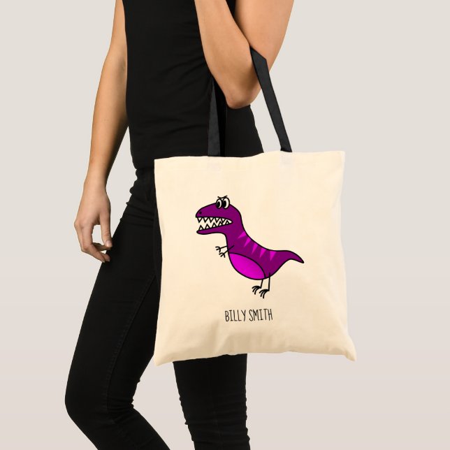 Bolsa Tote Caçoa o saco da biblioteca do dinossauro (Frente (produto))