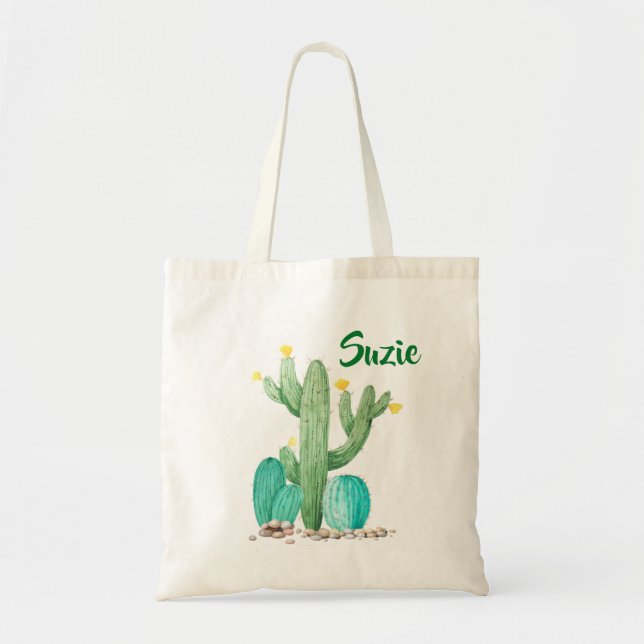 Bolsa Tote Cacto Cactos Suculentas Aquarela Desert (Frente)