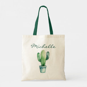 Bolsa Tote Cacto de Aguarela Moderna Cactos Deserto Suculenta