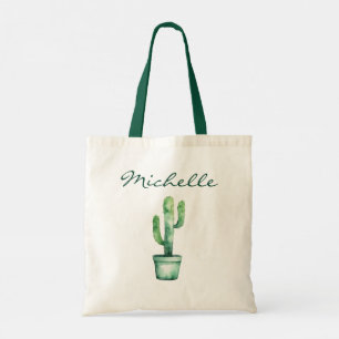Bolsa Tote Cacto de Aquarela Moderna Cactos Deserto Suculenta