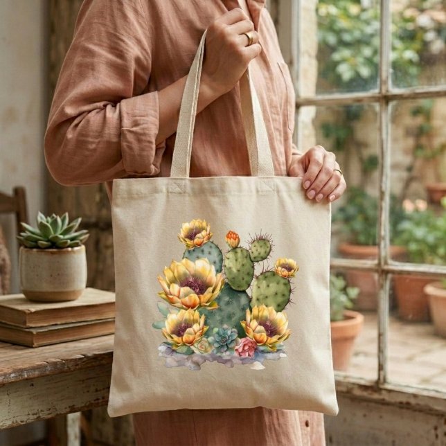 Bolsa Tote Cacto de Flor Amarela (Criador carregado)