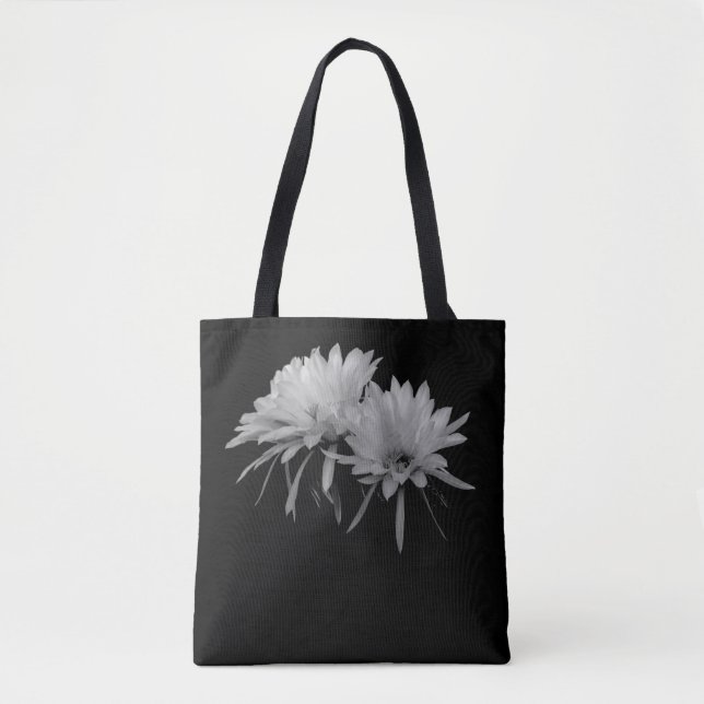 Bolsa Tote Cacto preto e branco floresce (Frente)