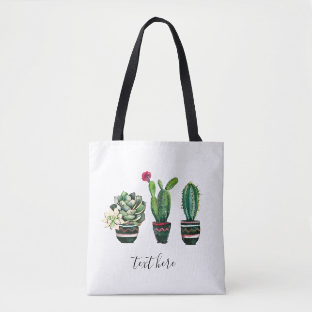 Bolsa Tote cacto suculento, aquarela, fiesta, mexicano, (Frente)