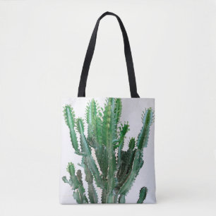 Bolsa Tote Cacto verde sobre fundo branco.
