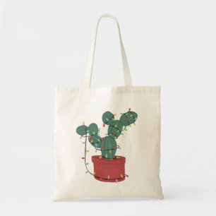 Bolsa Tote Cactus Christmas Lights Lover Engraçado Xmas