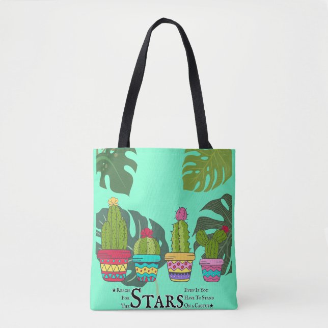 Bolsa Tote Cactus com citação (Frente)