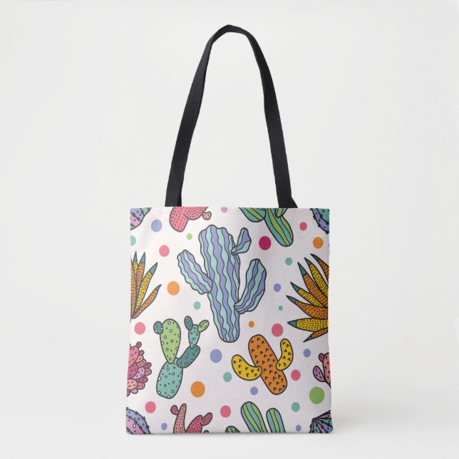 Bolsa Tote Cactus Cute Vintage Padrão Sem Olhos (Frente)