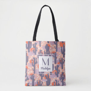 Bolsa Tote Cactus Desert Sunset Botânico Personalizado