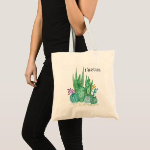 Bolsa Tote Cactus watercolor cactos flores do deserto floral