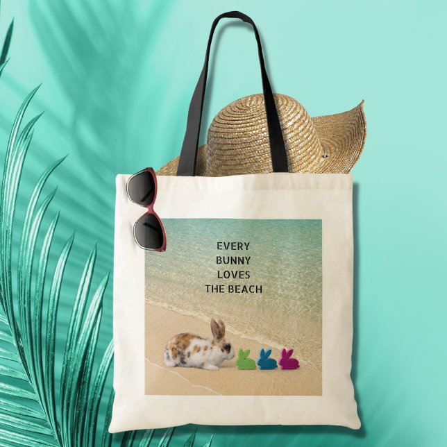 Bolsa Tote Cada Coelhinho Adora A Páscoa tropical de praia (Criador carregado)