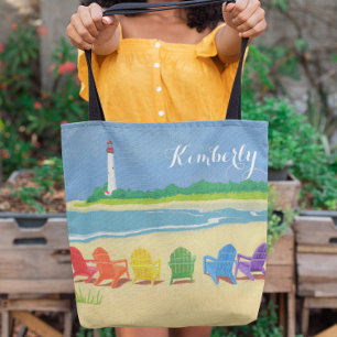 Bolsa Tote Cadeiras de praia de farol personalizadas