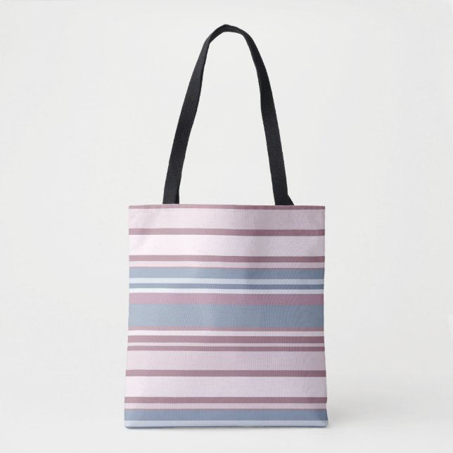 Bolsa Tote Cadet Grey and Desaturated Rose Stripes (Frente)