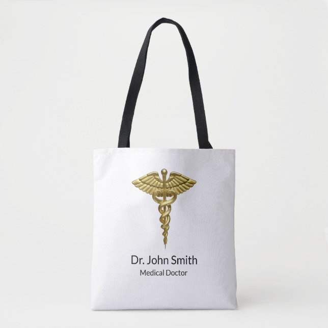 Bolsa Tote Caduco Dourado Médico do Precioso Profissional (Frente)