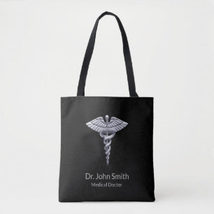 Bolsa Tote Caduco Médico Silver Classy em Preto