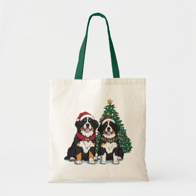 Bolsa Tote Cães Berneses de Natal (Frente)