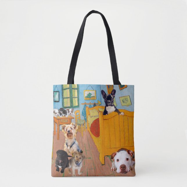Bolsa Tote Cães bonitos no quarto de Van Gogh (Frente)