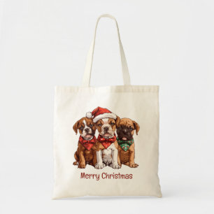 Bolsa Tote Cães Boxer Feliz de Natal