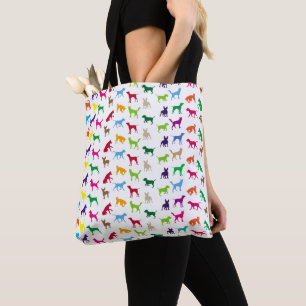 Bolsa Tote Cães coloridos, silhuetas