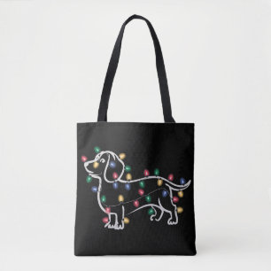 Bolsa Tote Cães Dachshund Árvore Natal Pet Cão