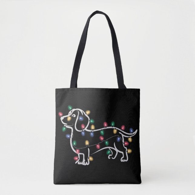 Bolsa Tote Cães Dachshund Árvore Natal Pet Cão  (Frente)