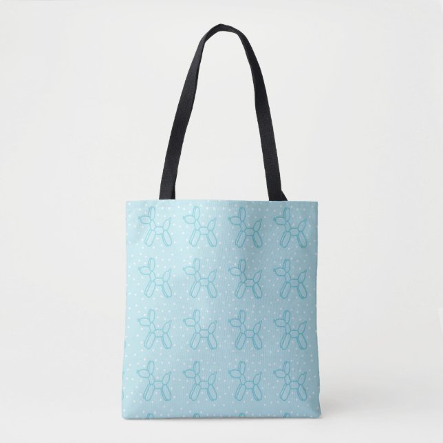 Bolsa Tote Cães de Balão em Azul Turquesa sobre Azul Turquesa (Frente)