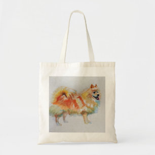 Bolsa Tote Cães de Cães com Aquarela Alemã Spitz Pomerâni