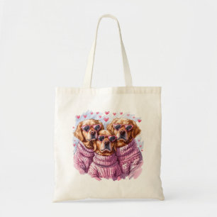 Bolsa Tote Cães de dia de os namorados para Retriever Ouros