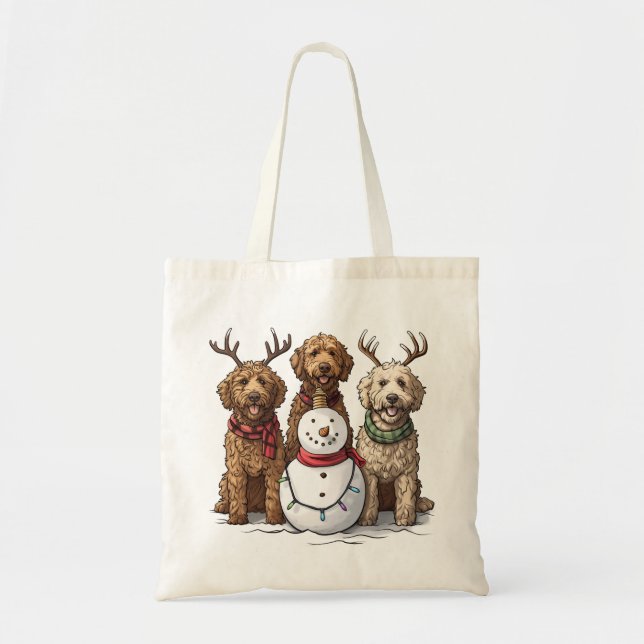 Bolsa Tote Cães de Goldendoodle de Natal (Frente)