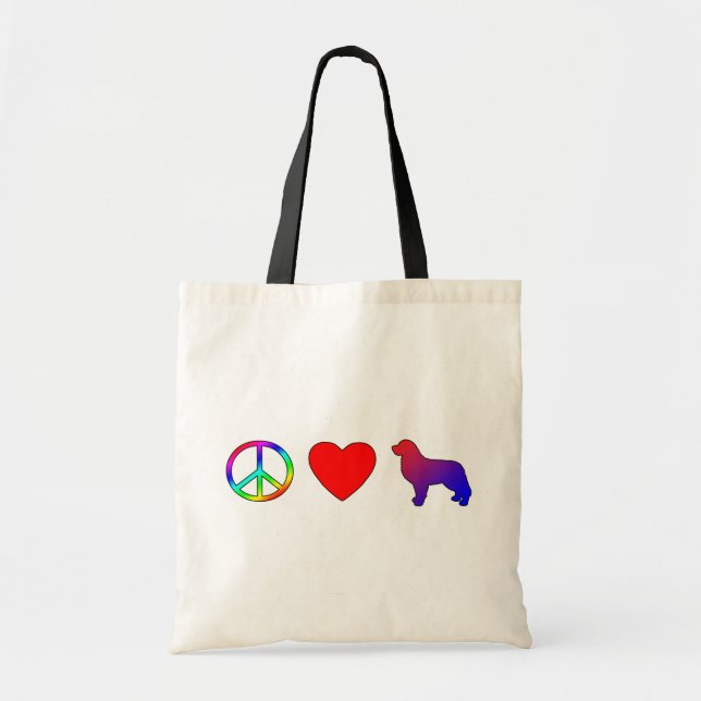 Bolsa Tote Cães de montanha de Bernese do amor da paz (Frente)