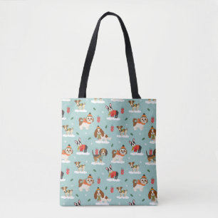Bolsa Tote Cães de Natal no Padrão Cozy Scarves