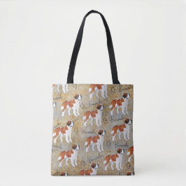 Bolsa Tote Cães de St Bernard com fundo rústico