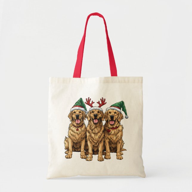 Bolsa Tote Cães de varejo de Ouro de Natal (Frente)