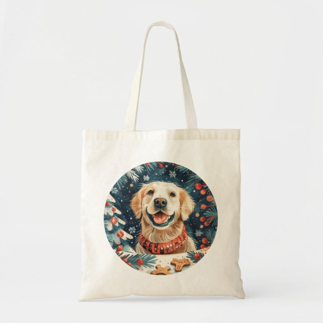 Bolsa Tote Cães de varejo de Ouro de Natal (Frente)