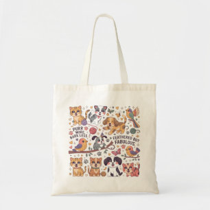 Bolsa Tote Cães e Pássaros de Gatos Gatos