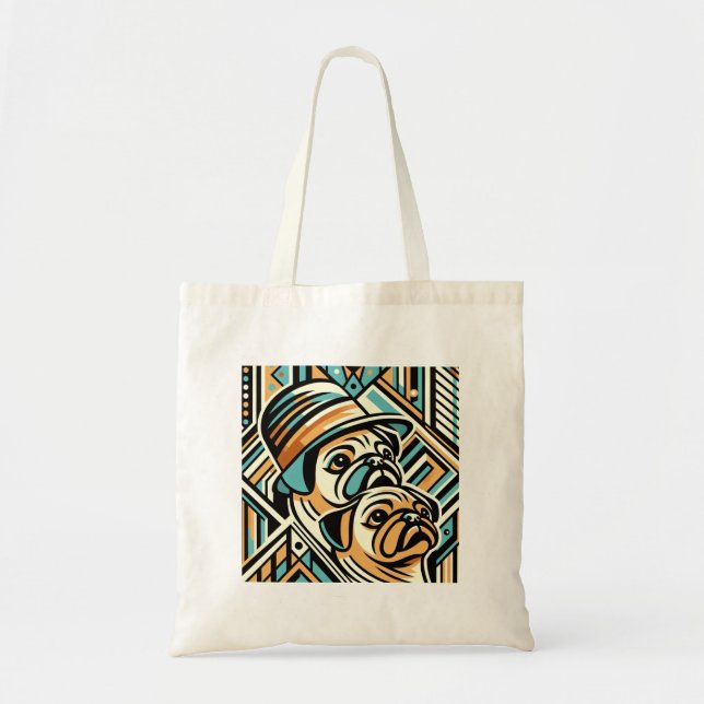Bolsa Tote Cães engraçados e bonitos comprando sacos de toque (Frente)