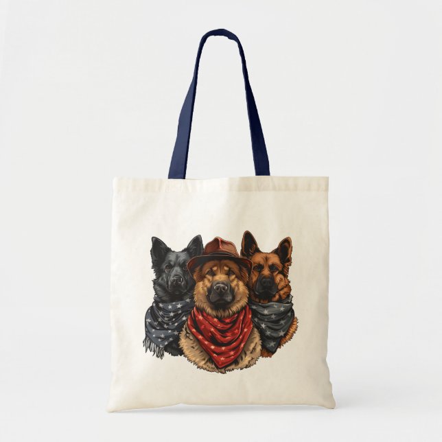 Bolsa Tote Cães German shepherd Do Dia 4 De Julho (Frente)