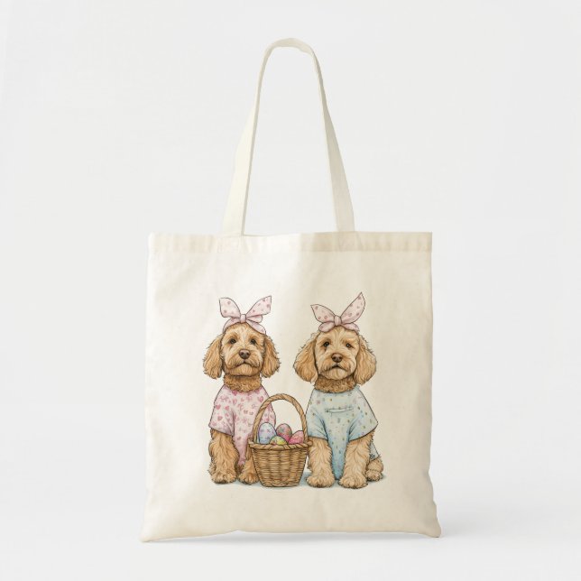 Bolsa Tote Cães Goldendoodle de Páscoa (Frente)