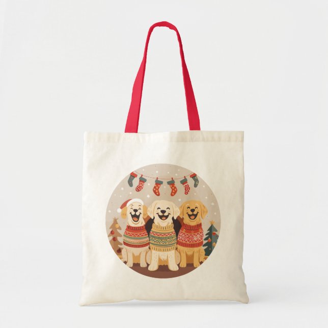 Bolsa Tote Cães Labrador Retriever de Natal (Frente)