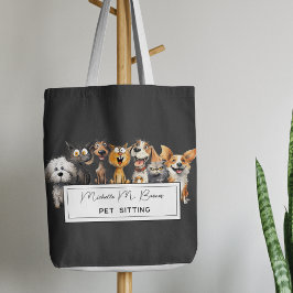 Bolsa Tote Cães Loucos Engraçados Cães Pet Sitter Negros