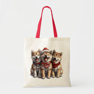 Bolsa Tote Cães Papais noeis de Shiba Inu de Natal